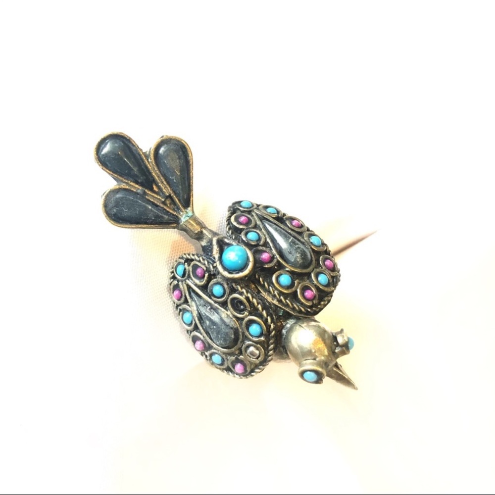 Boho Beaded Winged Bird Ring Statement Piece - image 5